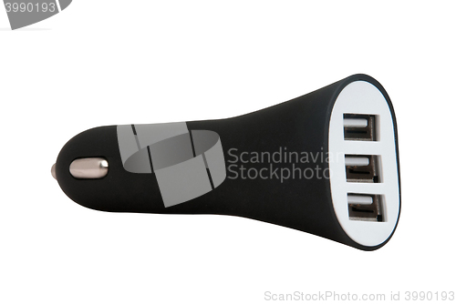 Image of Black USB electronics device car charger