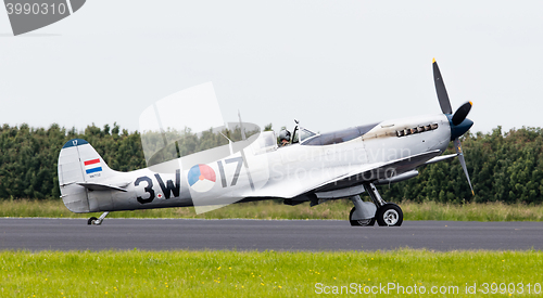 Image of LEEUWARDEN, THE NETHERLANDS - JUNE 10, 2016: A vintage Spitfire 