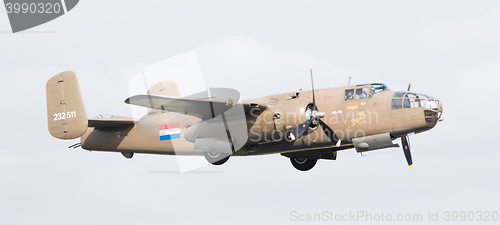 Image of LEEUWARDEN, THE NETHERLANDS - JUNE 10: WW2 B-25 Mitchell bomber 