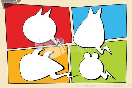 Image of Set comic bubbles monsters animals