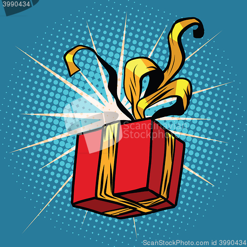 Image of Red gift box with Golden ribbons