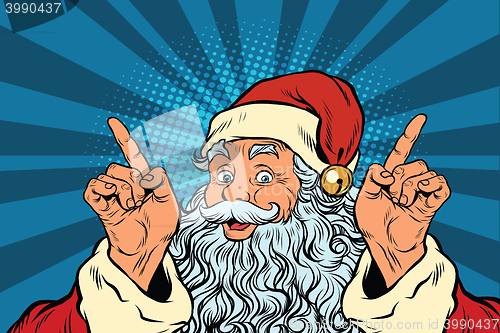 Image of Santa Claus makes a gesture of attention
