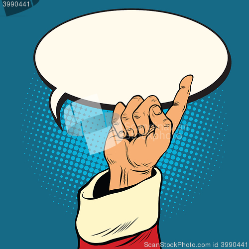 Image of Santa Claus hand pointer gesture
