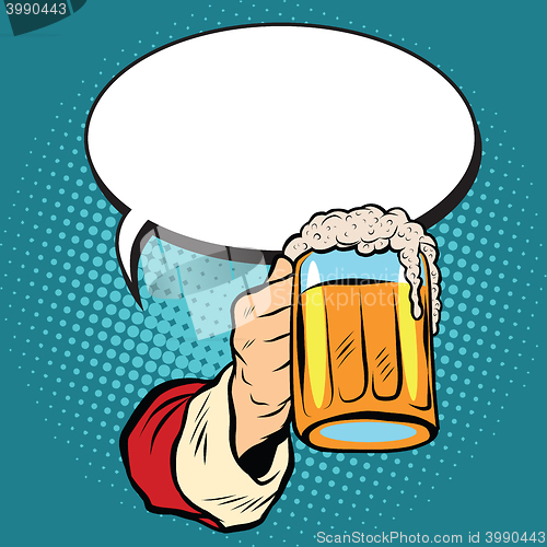 Image of Hand of Santa Claus with a beer