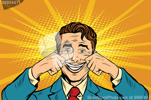 Image of businessman smiling falsely
