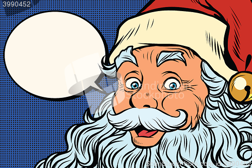 Image of Santa Claus tells comic bubble