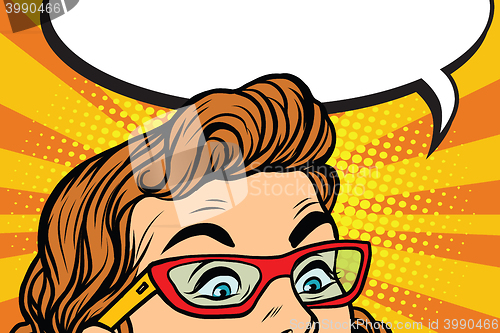 Image of Surprised eyes with glasses girl