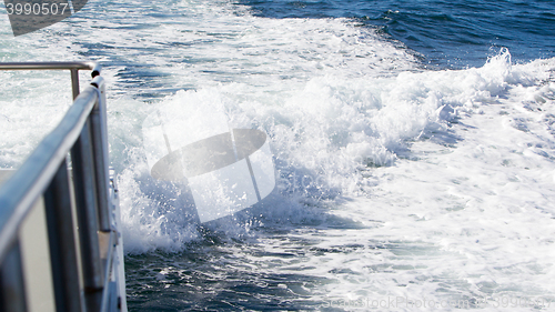 Image of Wave of a ferry ship on the open ocean