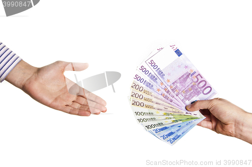 Image of man hand taking euro notes