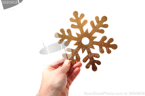 Image of snowflake in the human hand