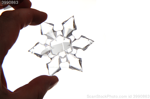 Image of snowflake in the human hand