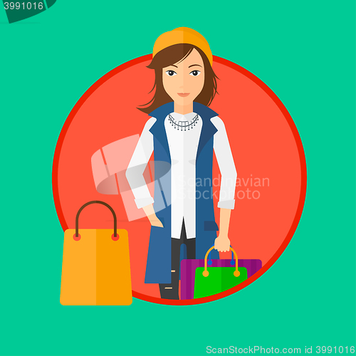 Image of Woman with shopping bags.