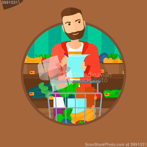 Image of Man with shopping list.