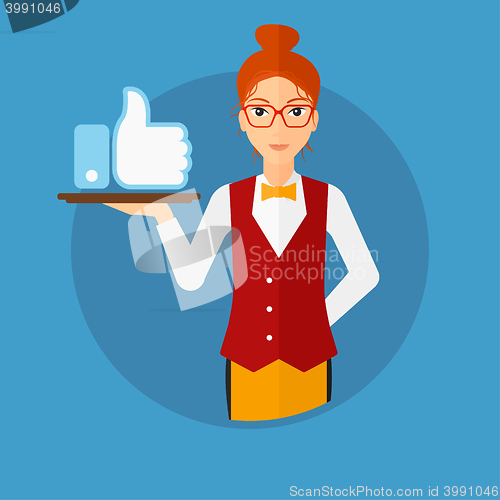 Image of Waitress with like button.