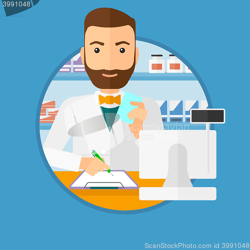 Image of Pharmacist writing prescription.