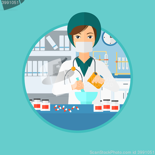 Image of Pharmacist preparing medication.