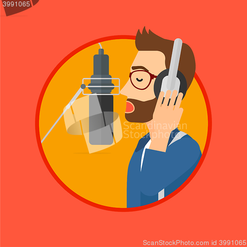 Image of Singer recording song.