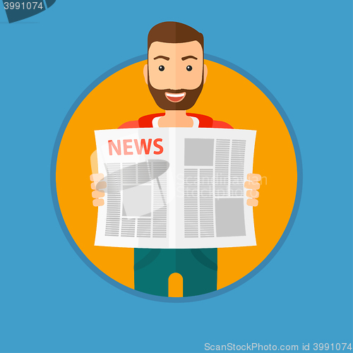 Image of Man reading newspaper.