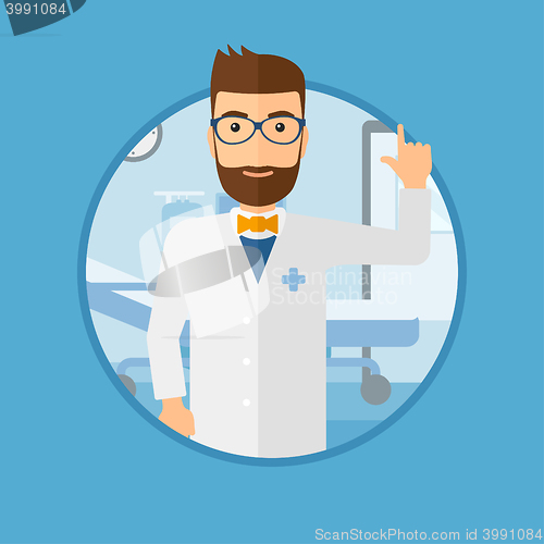 Image of Doctor showing finger up.