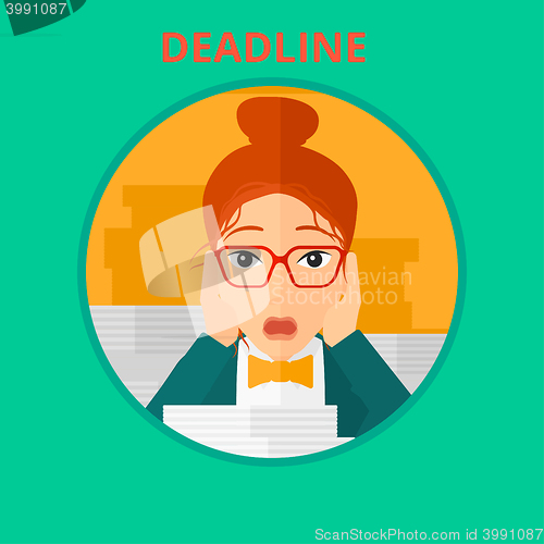 Image of Business woman having problem with deadline.