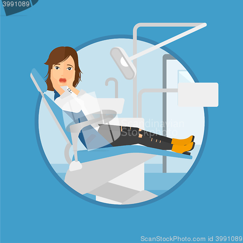 Image of Scared patient in dental chair.