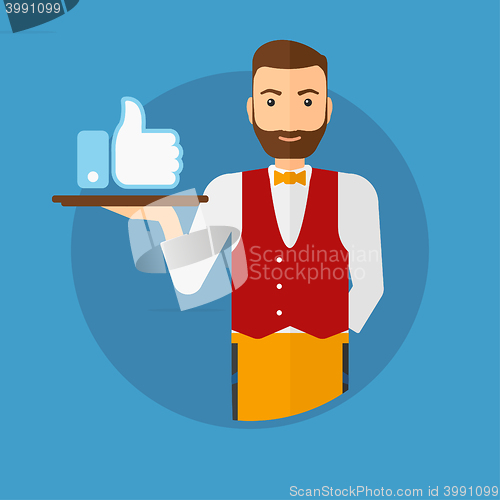 Image of Waiter with like button.