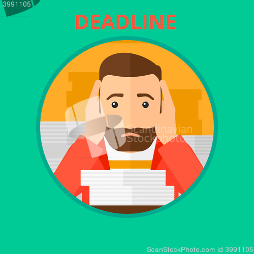 Image of Businessman having problem with deadline.