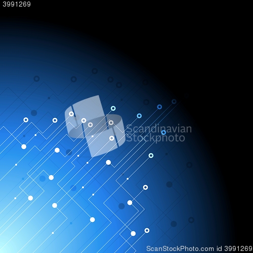 Image of Dark blue technology circuit board background
