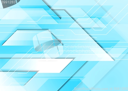 Image of Cyan tech geometric background. 