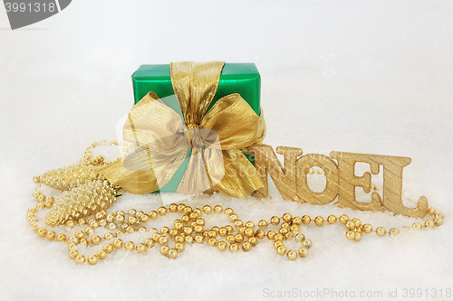 Image of Christmas Gift Box and Decorations