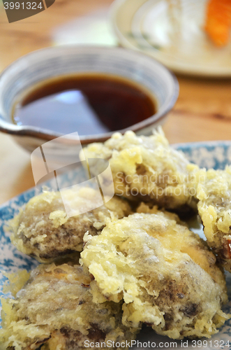 Image of Japanese tempura with fresh mushroom
