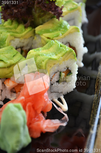 Image of Veggie sushi roll on plate