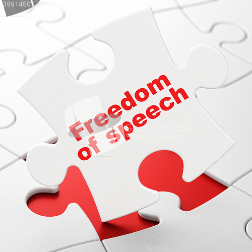 Image of Political concept: Freedom Of Speech on puzzle background