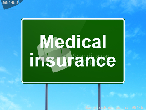 Image of Insurance concept: Medical Insurance on road sign background