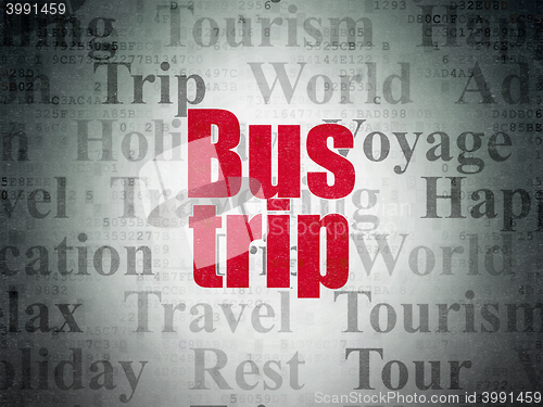 Image of Tourism concept: Bus Trip on Digital Data Paper background