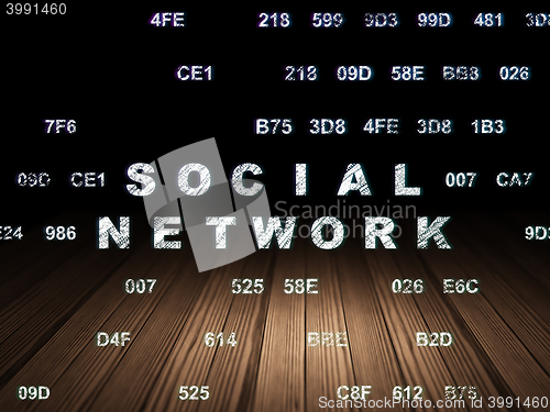 Image of Social network concept: Social Network in grunge dark room