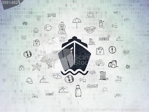 Image of Tourism concept: Ship on Digital Data Paper background