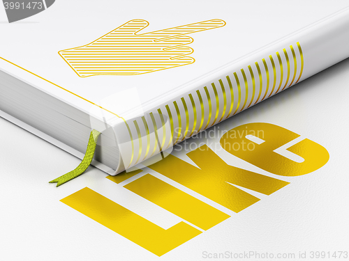 Image of Social network concept: book Mouse Cursor, Like on white background