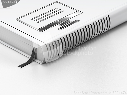 Image of Programming concept: closed book, Monitor on white background