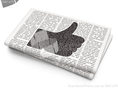 Image of Social network concept: Thumb Up on Newspaper background