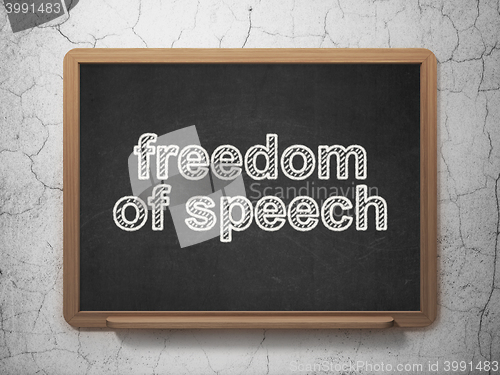 Image of Political concept: Freedom Of Speech on chalkboard background