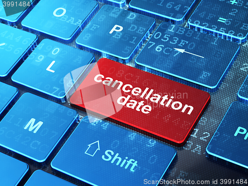 Image of Law concept: Cancellation Date on computer keyboard background