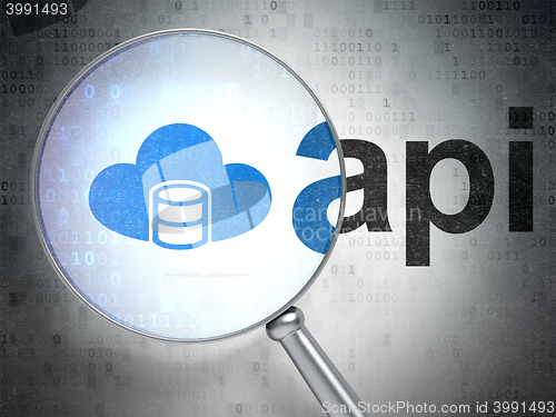 Image of Software concept: Database With Cloud and Api with optical glass