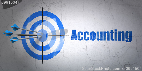 Image of Money concept: target and Accounting on wall background