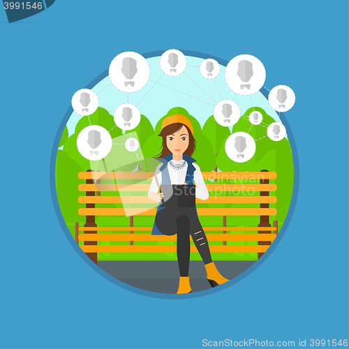 Image of Woman surfing in the social network.