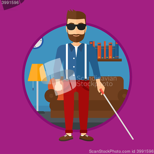 Image of Blind man with stick.