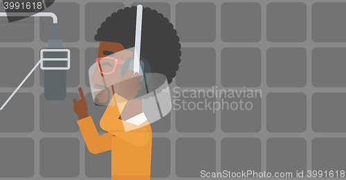 Image of Singer making record. 