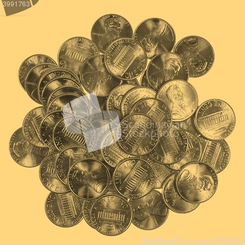 Image of Dollar coins 1 cent wheat penny cent - vintage