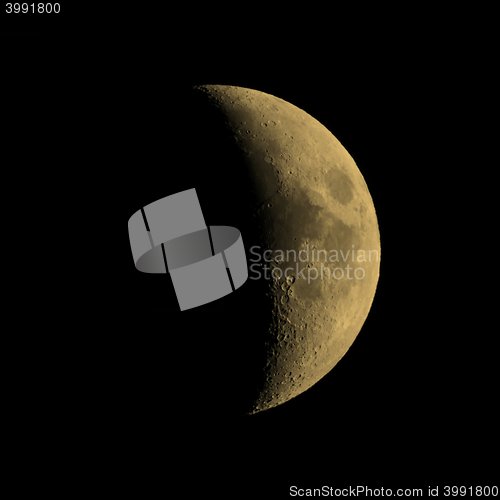 Image of First quarter moon sepia