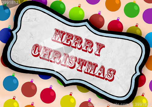 Image of Merry Christmas text with equipment for christamss tree